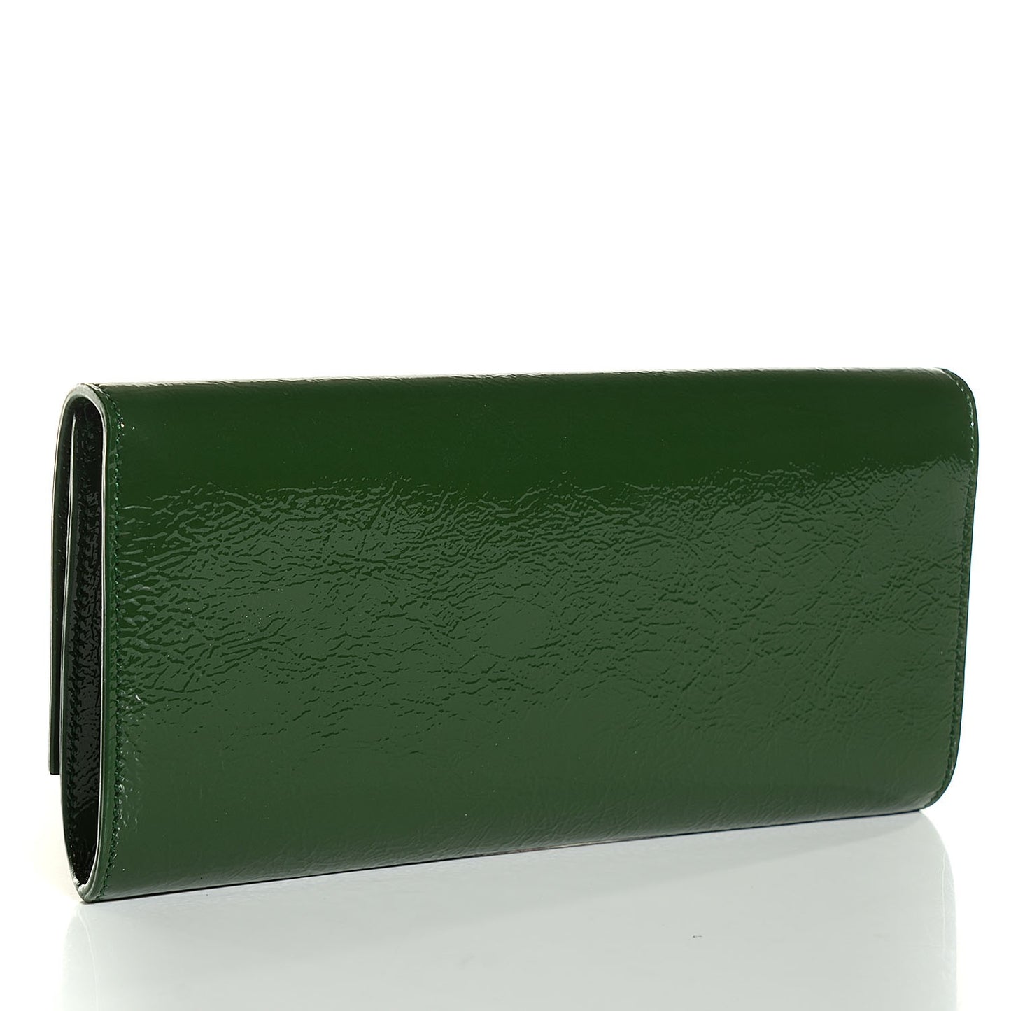 Distressed Patent Small Belle De Jour Clutch Tartan Green