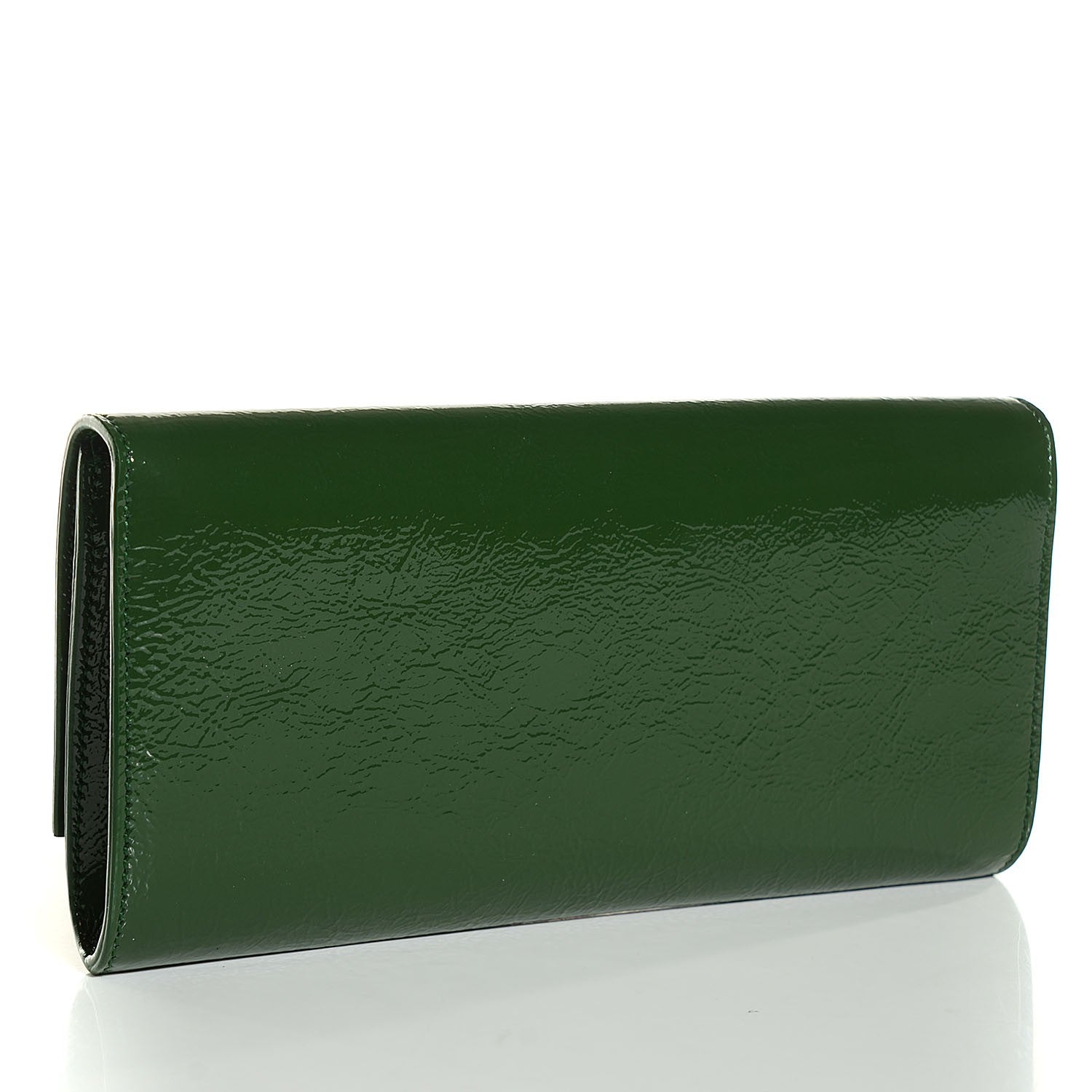 Saint Laurent Distressed Patent Small Belle De Jour Clutch Tartan Green 3 of 7