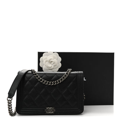 Chanel Caviar Quilted Boy Wallet On Chain WOC Black 12 of 12