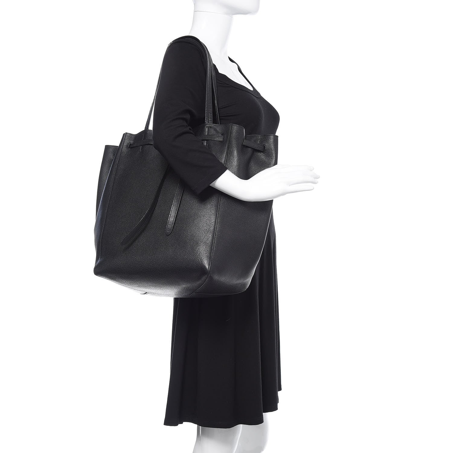 Celine Soft Grained Calfskin Medium Belt Cabas Phantom Black 2 of 14