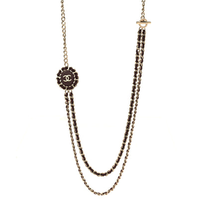 Chanel Lambskin CC Long Chain Necklace Red Gold 1 of 6