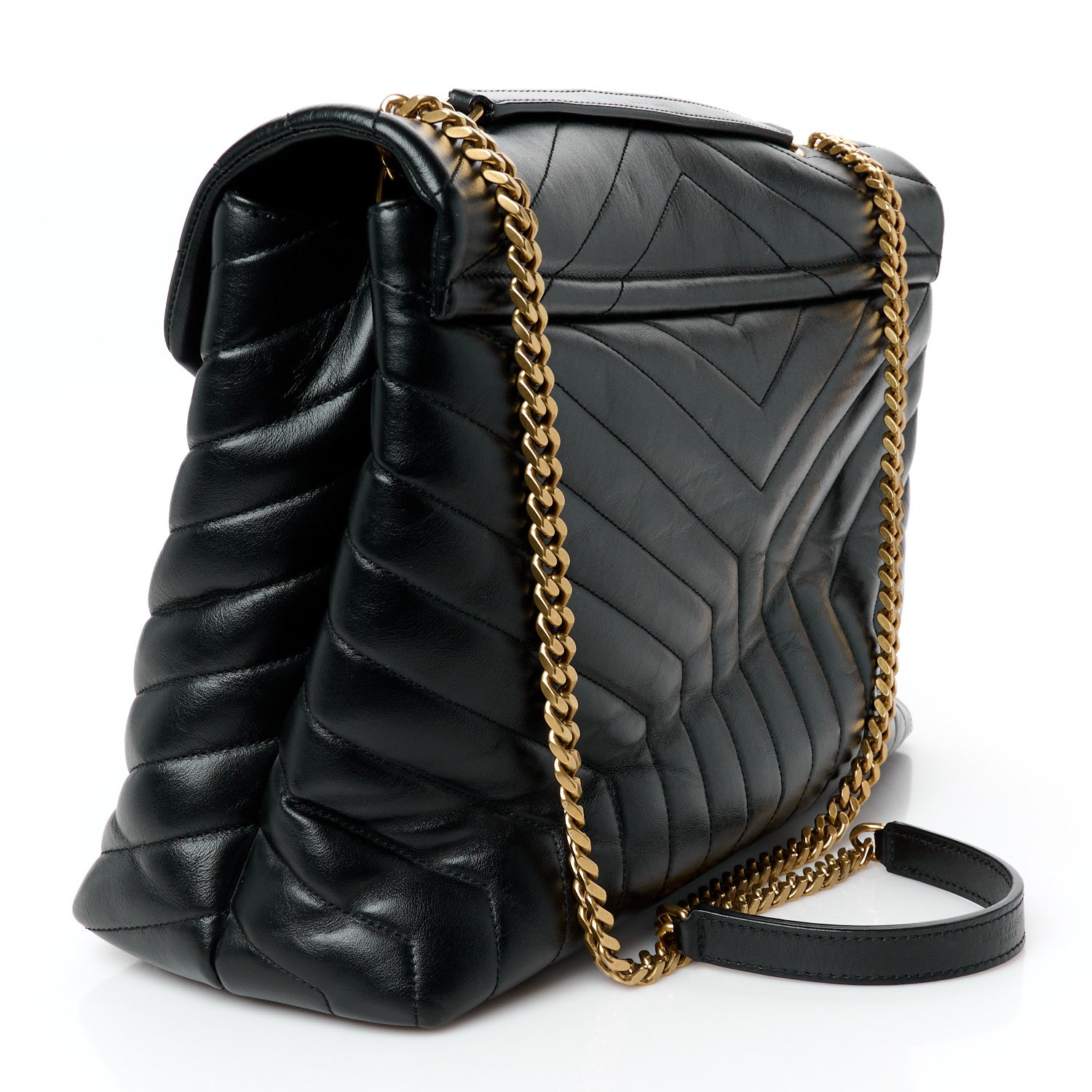 Saint Laurent Calfskin Y Quilted Monogram Large Loulou Chain Satchel Black 3 of 11