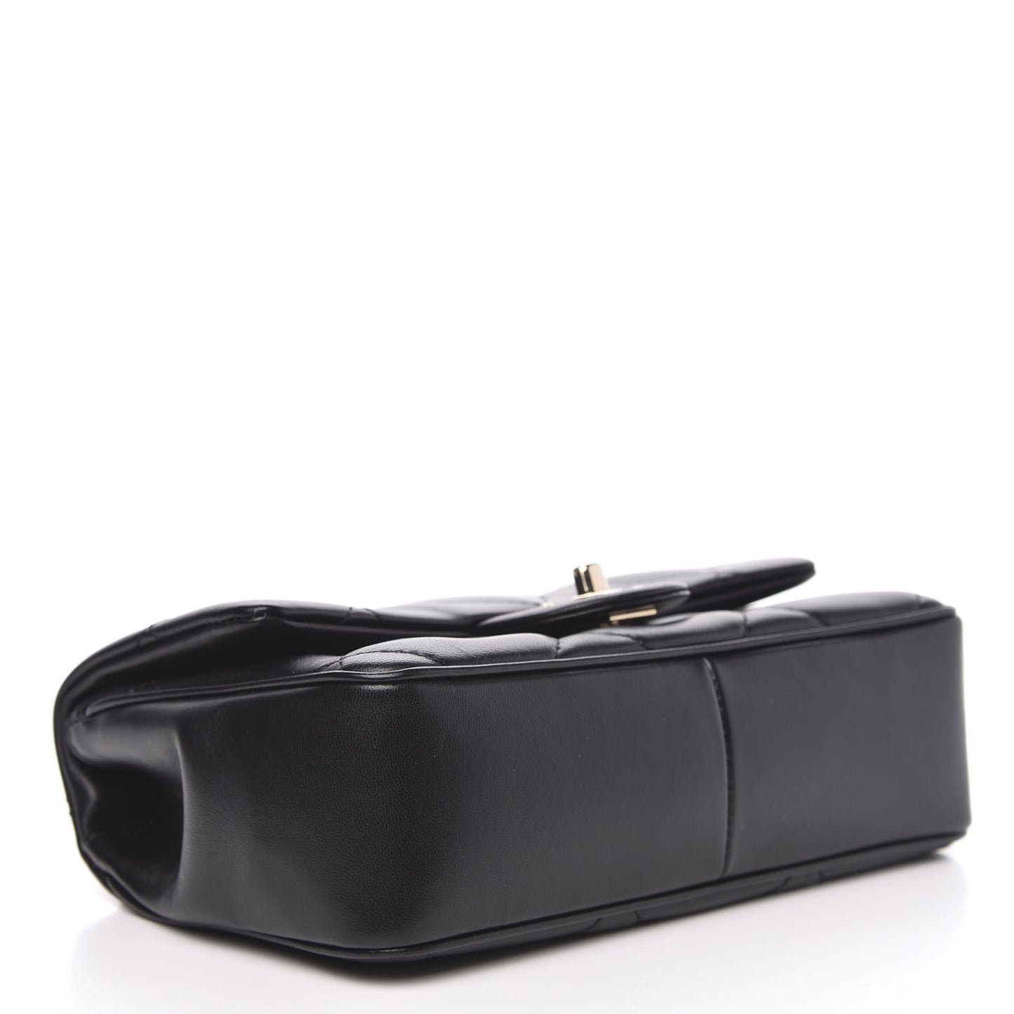Lambskin Quilted Small Easy Carry Flap Black