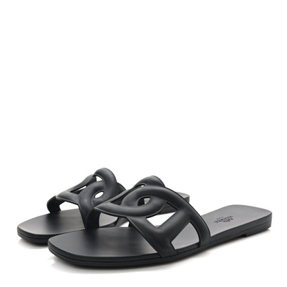 Hermes Rubber Aloha Sandals 39 Black 3 of 7