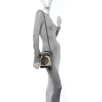 Fendi Vitello Liberty Glossy Lambskin F is Fendi Perforated Mini Mon Tresor Bucket Bag White Ice Rust Maya 2 of 14