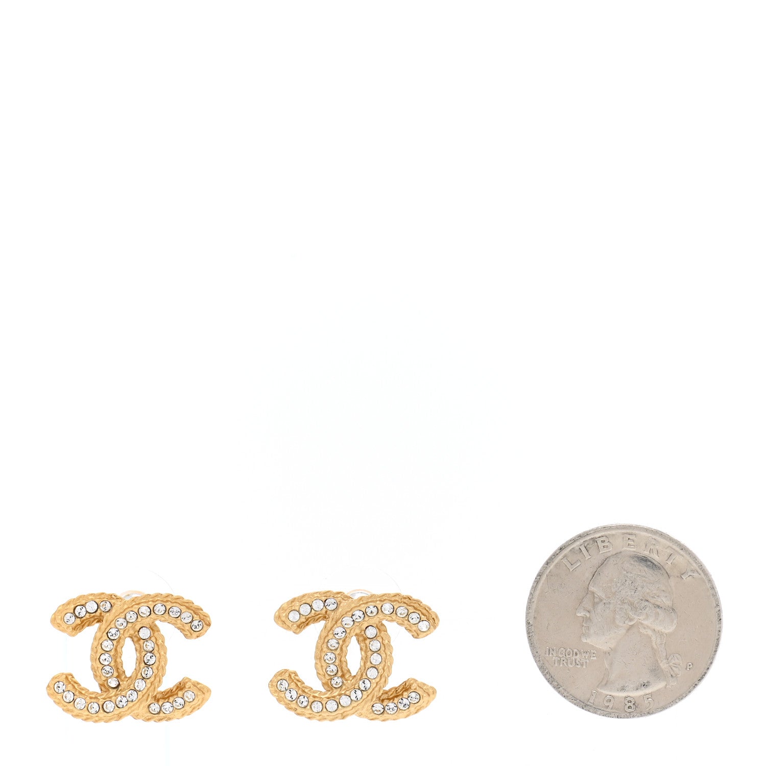 Chanel Crystal CC Earrings Light Gold 2 of 5