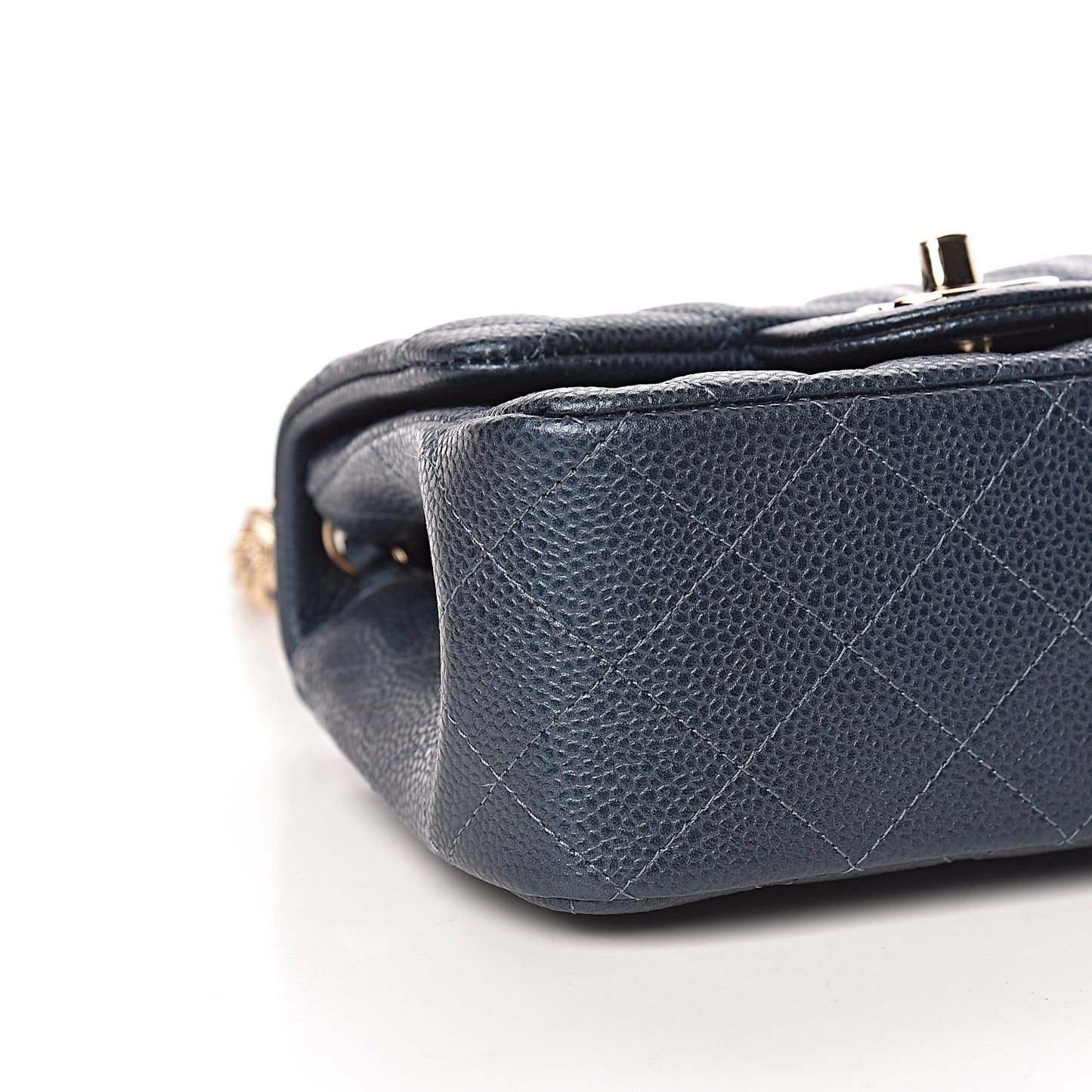 Iridescent Caviar Quilted Mini Square Flap Dark Blue