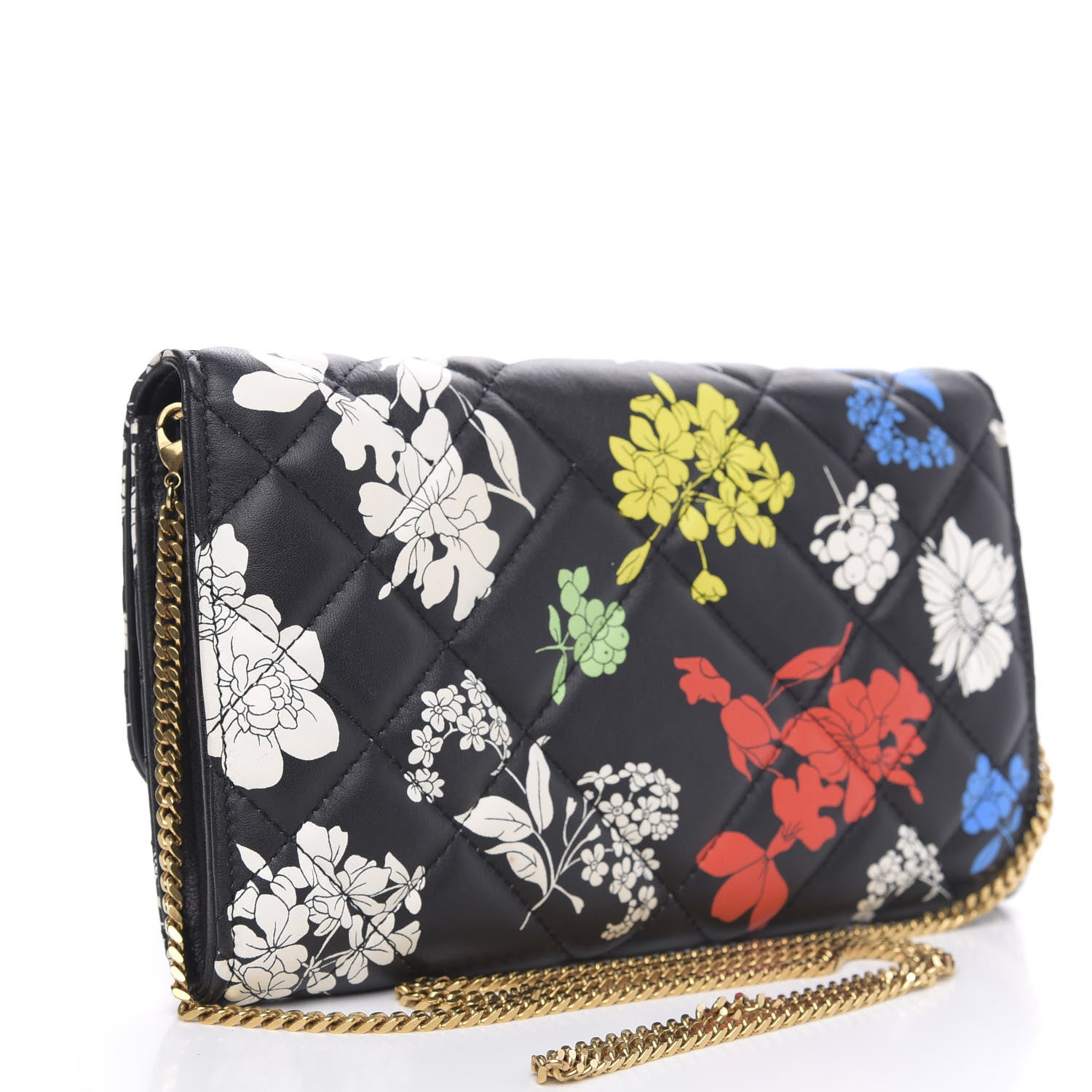 Versace Calfskin Icon Bouquet Quilted Wallet On Chain Crossbody Black 3 of 11