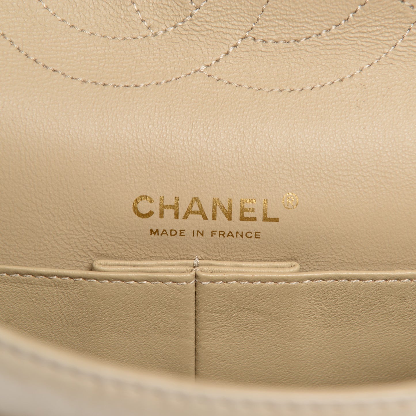 Aged Calfskin Medium Double Flap Beige