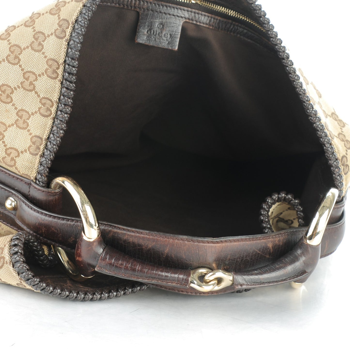Monogram Large Horsebit Chain Hobo Dark Brown