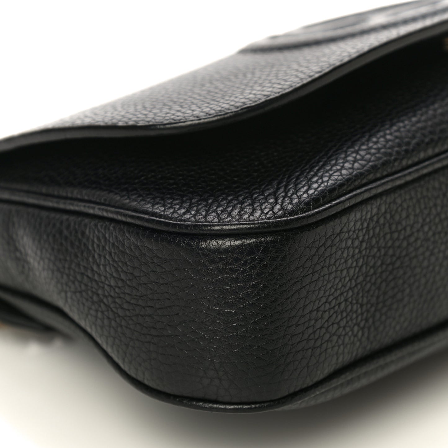 Pebbled Calfskin Medium Soho Flap Crossbody Black