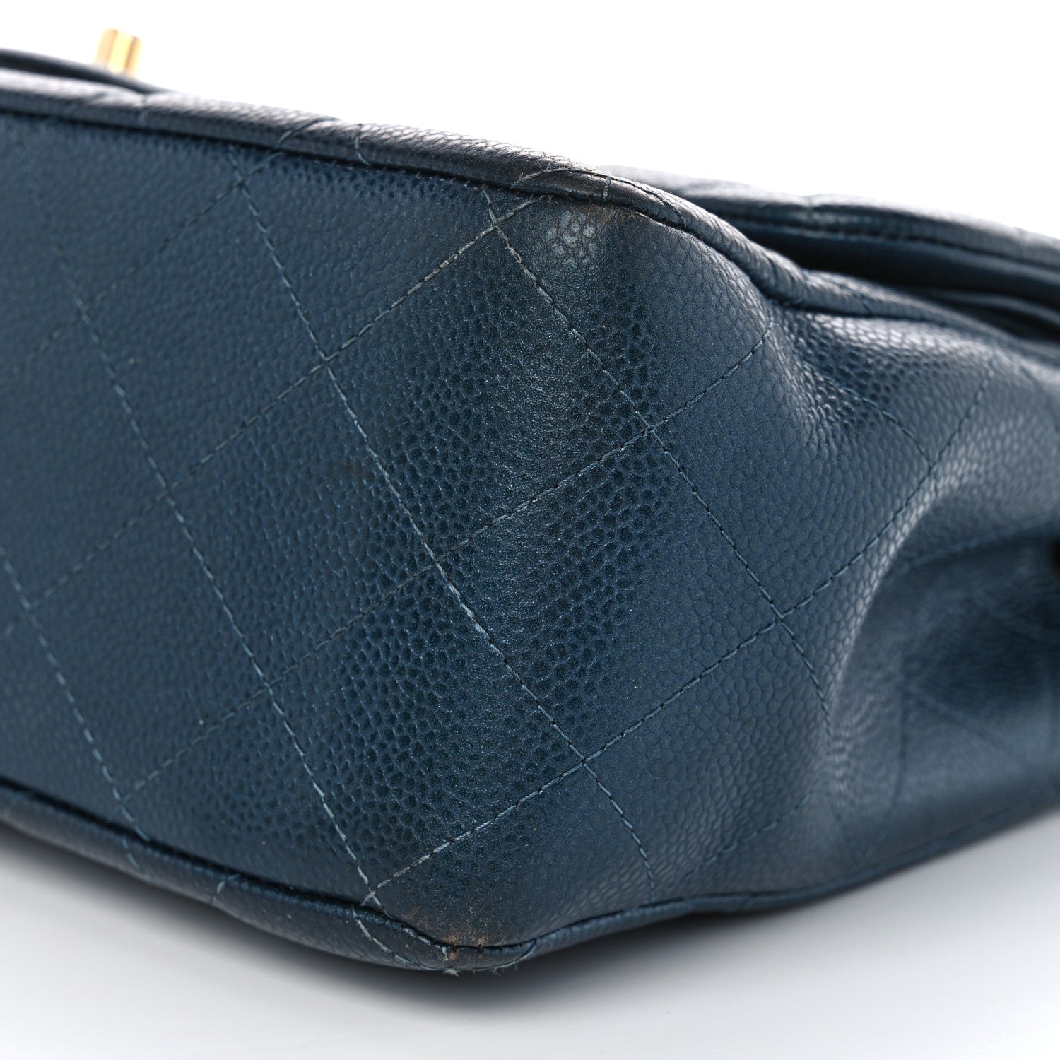 Chanel Metallic Caviar Quilted Jumbo Double Flap Dark Blue 10 of 15