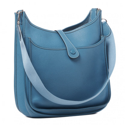 Hermes Taurillon Clemence Evelyne II PM Blue Jean 2 of 8