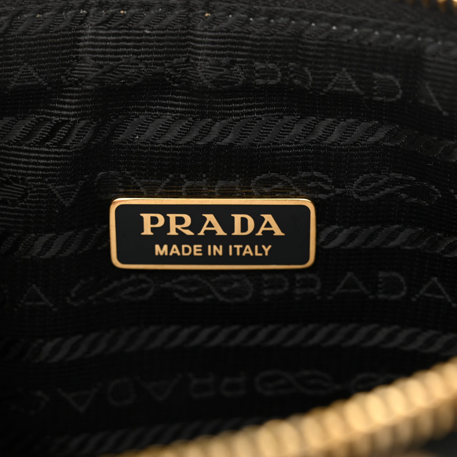 Prada Jacquard Calfskin Triangolo Symbole Embroidered Mini Triangle Double Bag Black Corda 6 of 10