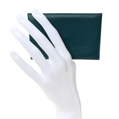 Hermes Chevre Mysore Calvi Card Case Vert Bosphore 2 of 7