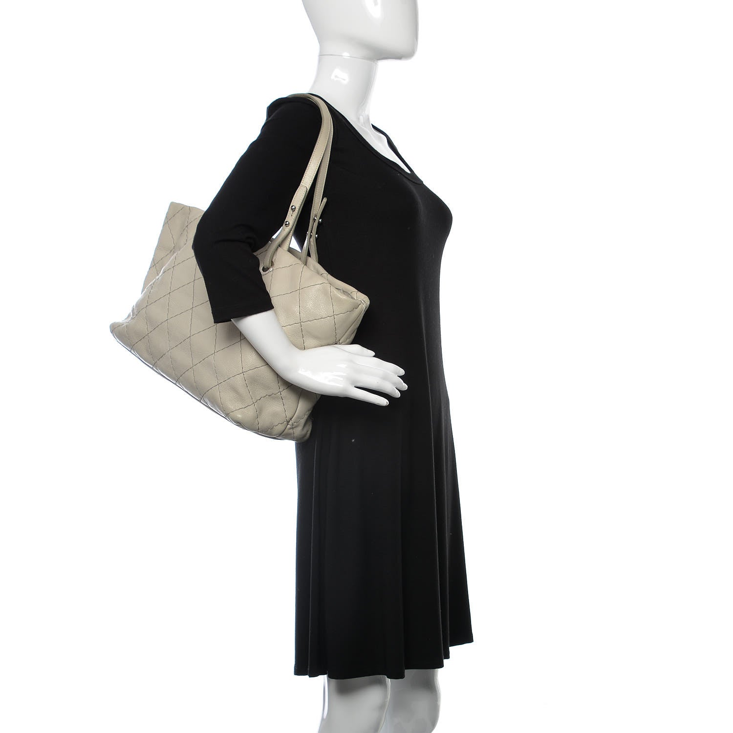 Chanel Glazed Calfskin Large On The Road Tote Light Grey 2 of 22