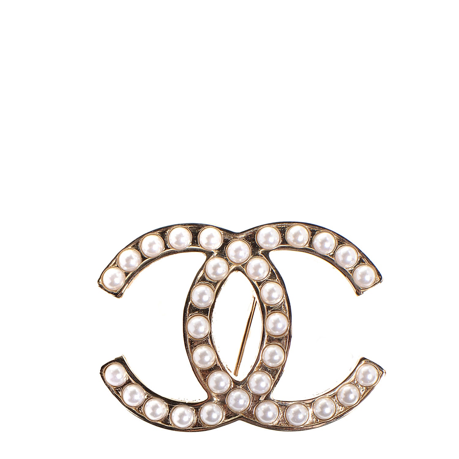 Chanel CC Pearl Brooch Pin Gold 1 of 6