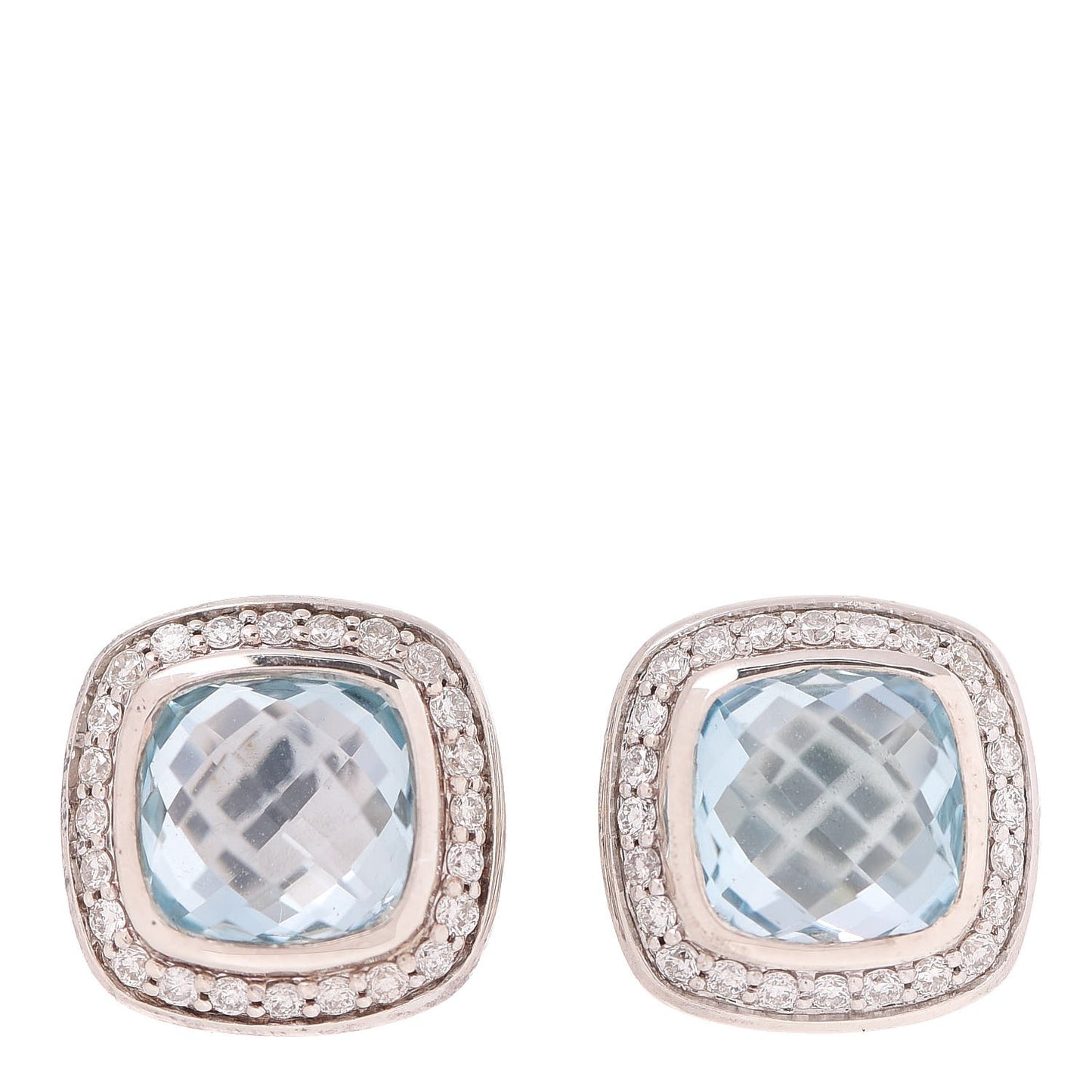 Sterling Silver Diamond Blue Topaz 7mm Petite Albion Earrings