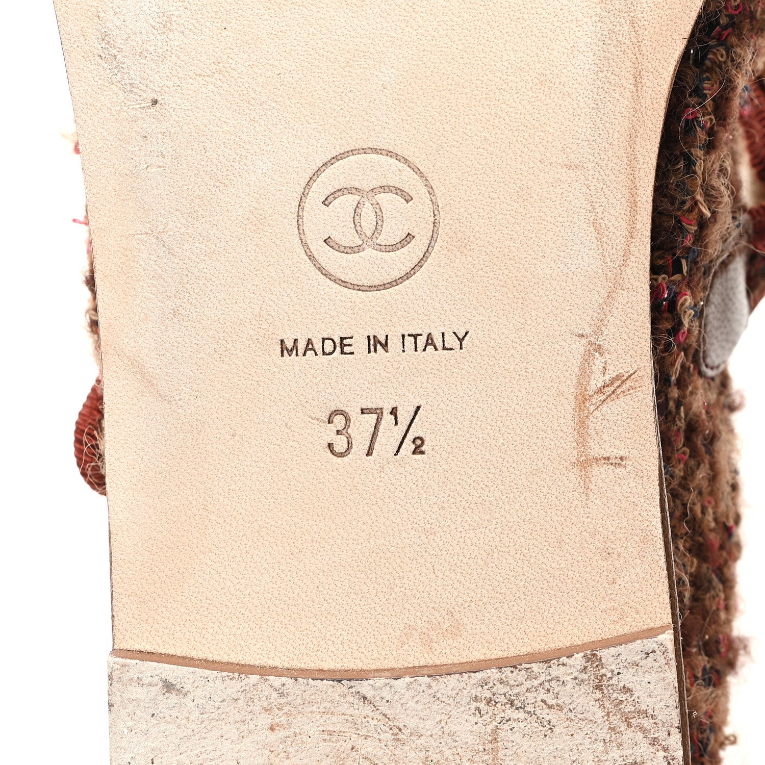 Chanel Wool Tweed Mary Jane Flats 37.5 Brown Red Dark Blue 6 of 9