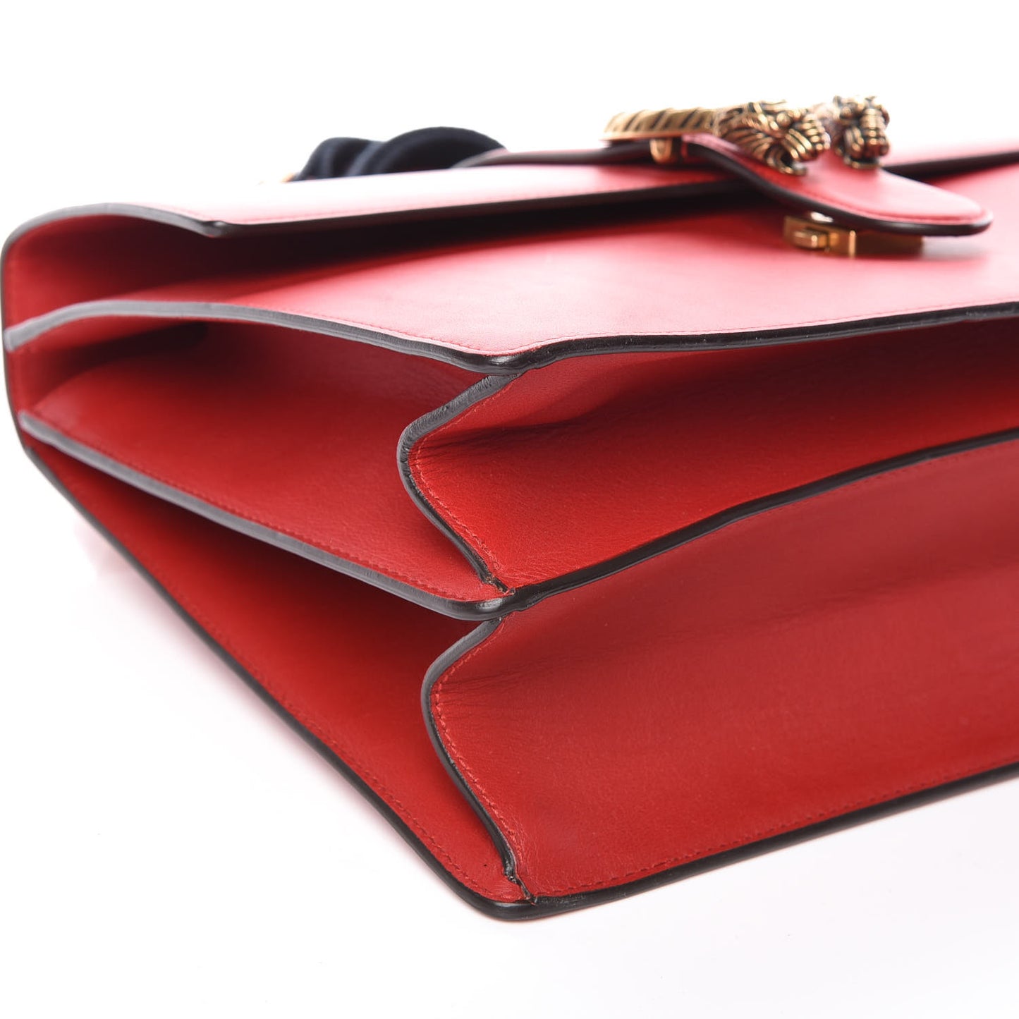 Moon Calfskin Web Large Dionysus Bamboo Top Handle Bag Hibiscus Red