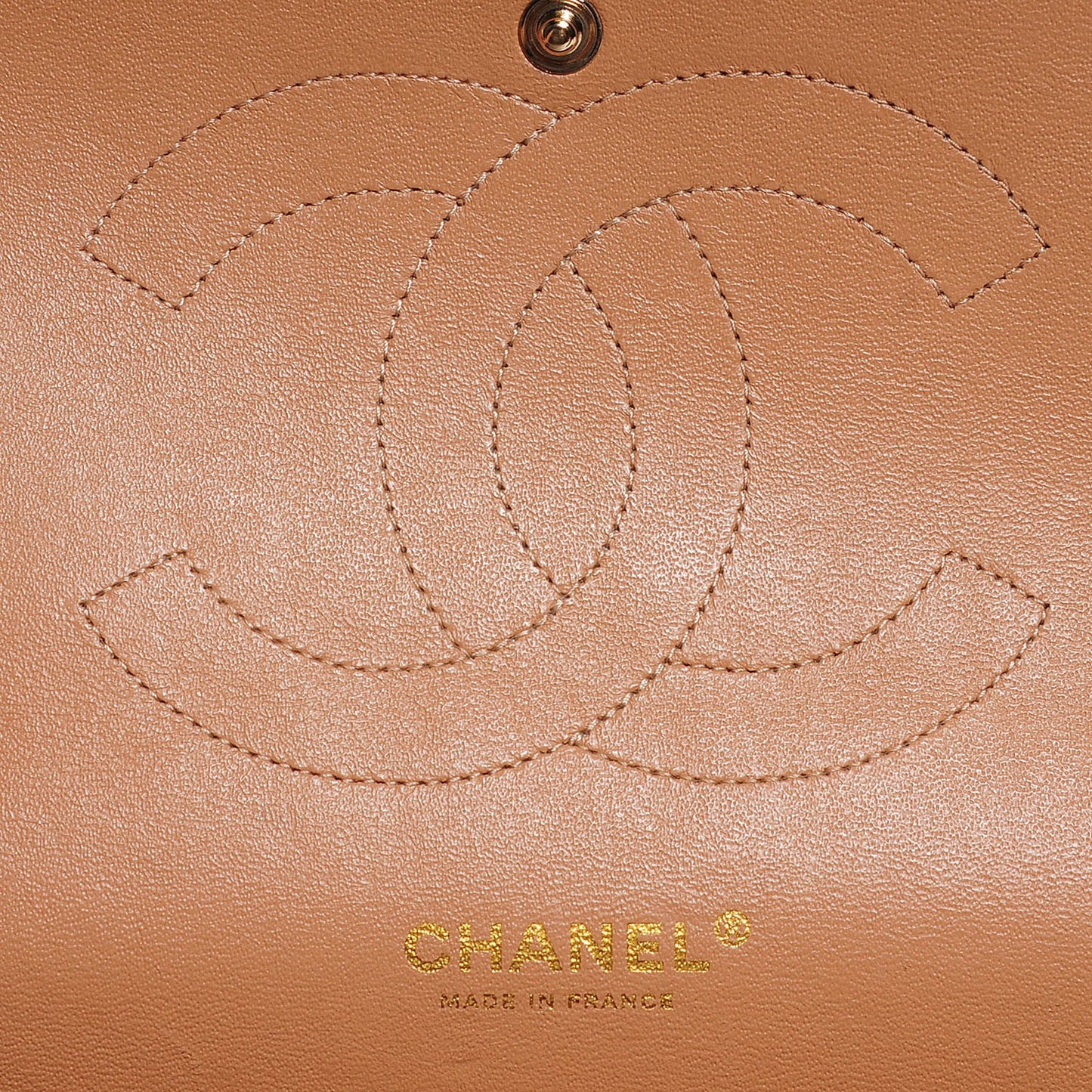Lambskin Quilted Jumbo Double Flap Dark Beige