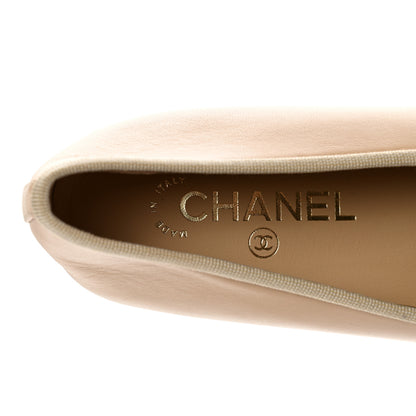 Chanel Lambskin Cap Toe CC Ballerina Flats 39 Beige Black 7 of 9