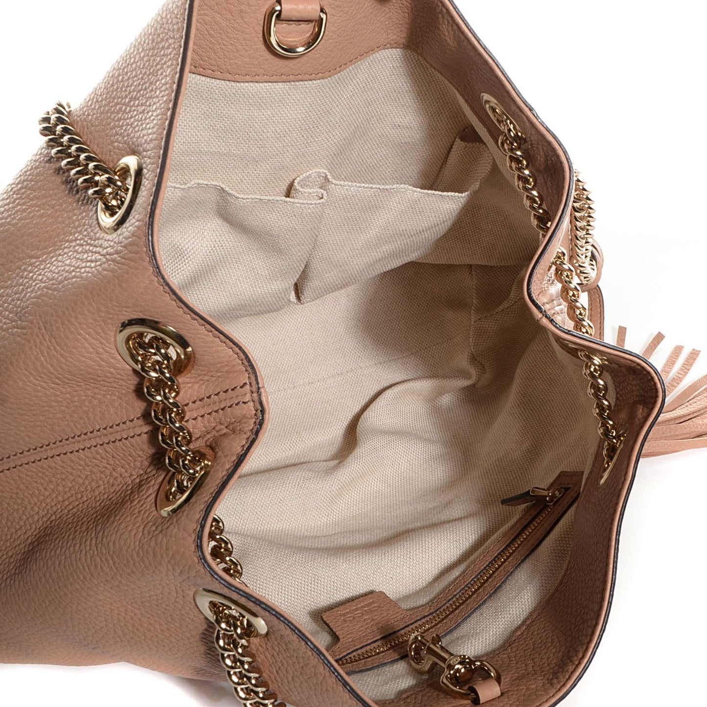Pebbled Calfskin Medium Soho Chain Shoulder Bag Rose Beige