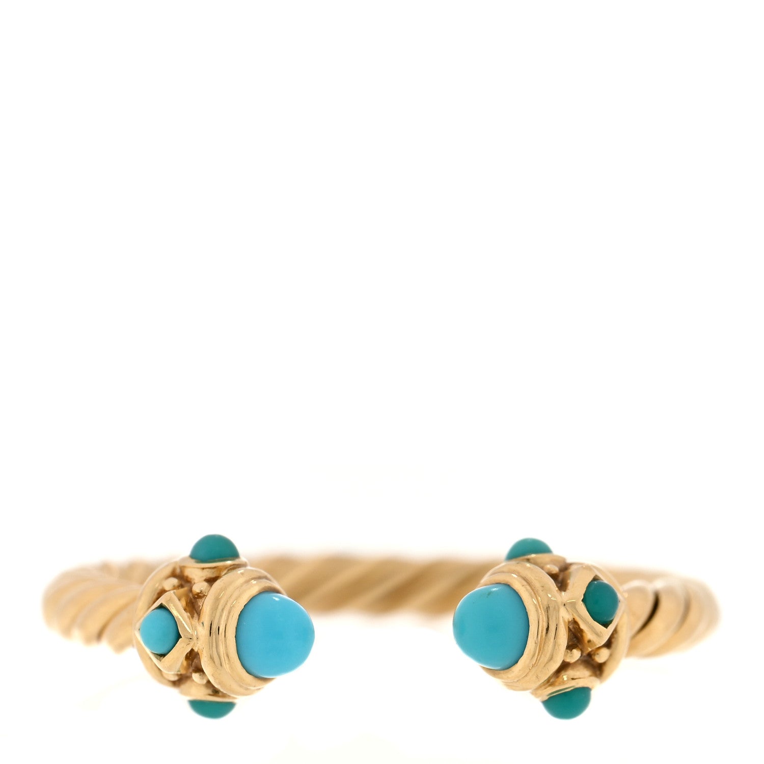 David Yurman 18K Yellow Gold Turquoise Renaissance Ring 50 5.5 1 of 4
