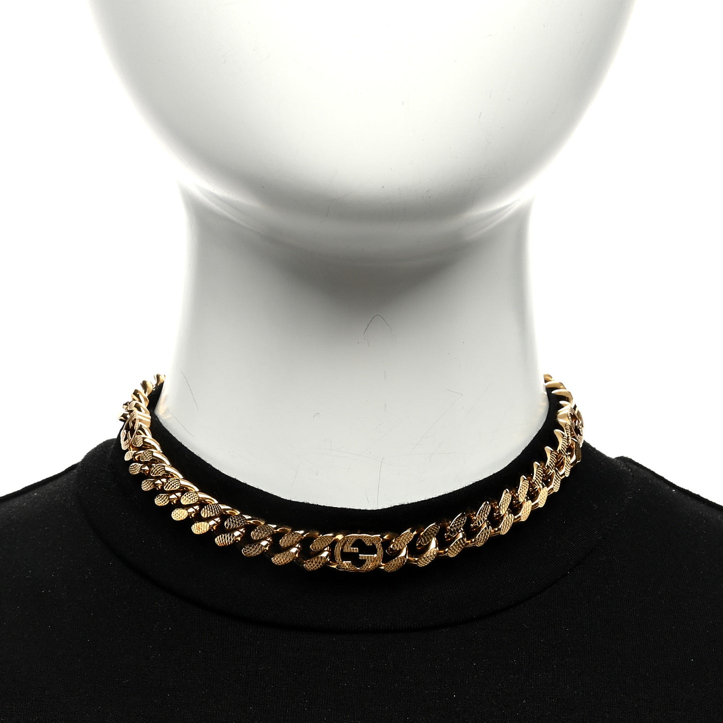Metal Interlocking GG Chain Necklace Gold