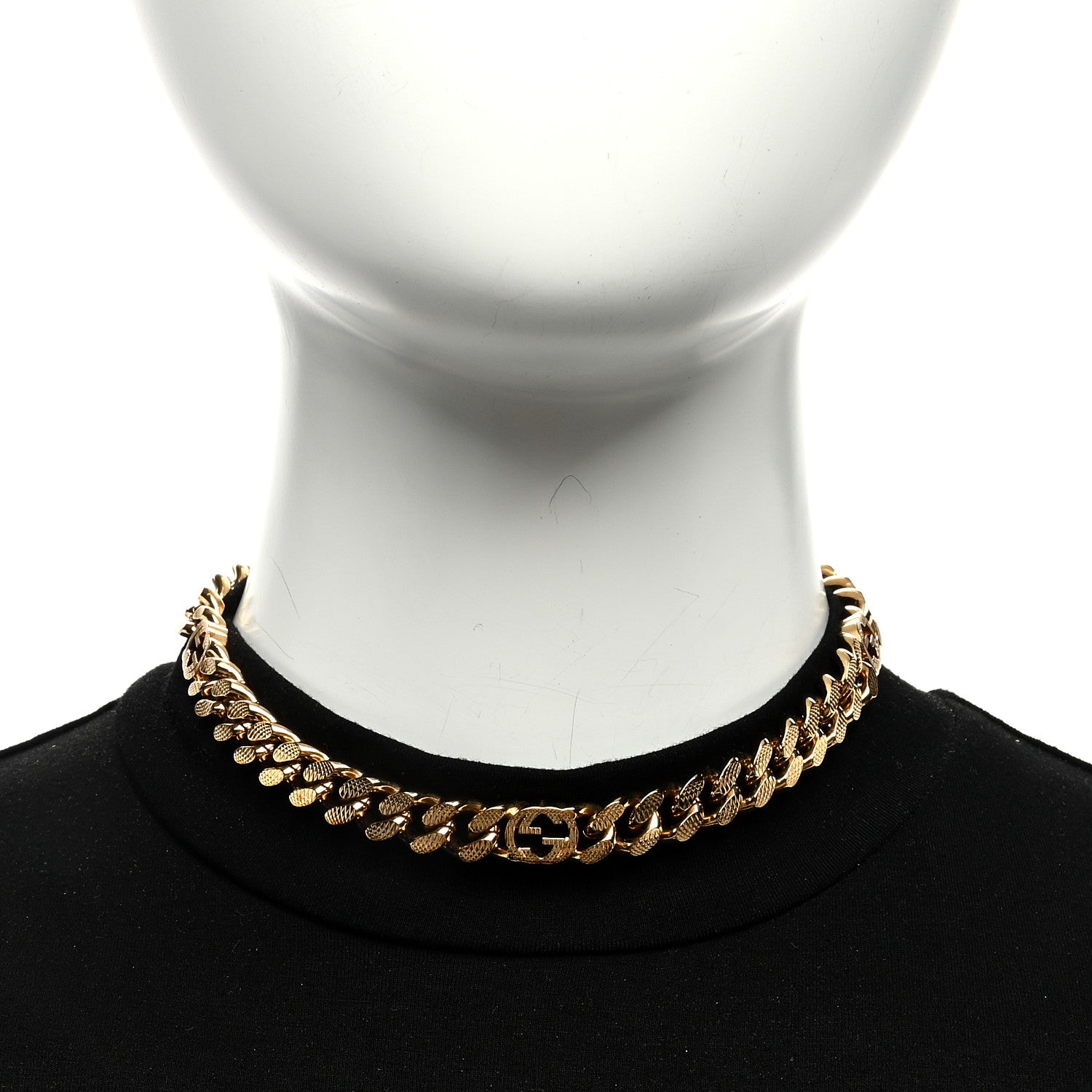 Gucci Metal Interlocking GG Chain Necklace Gold 2 of 5