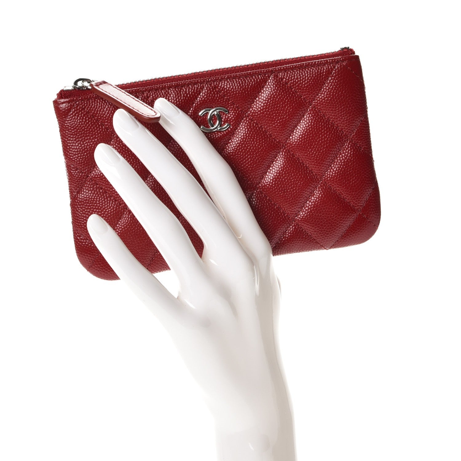 Chanel Caviar Quilted Small Cosmetic Case Dark Red 2 of 8