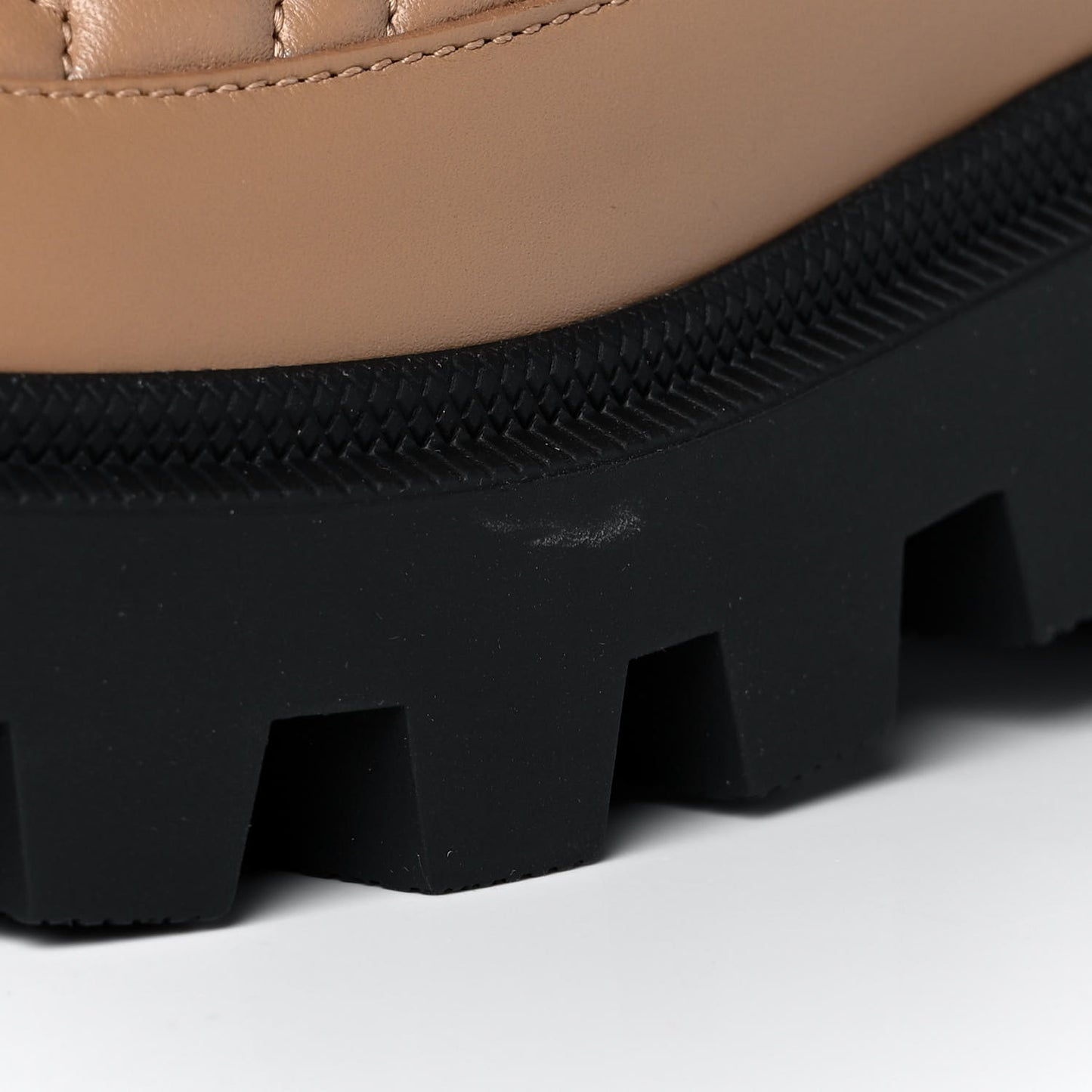 Nappa Frances GG Matelasse Platform Combat Boots 37 Natural Tan