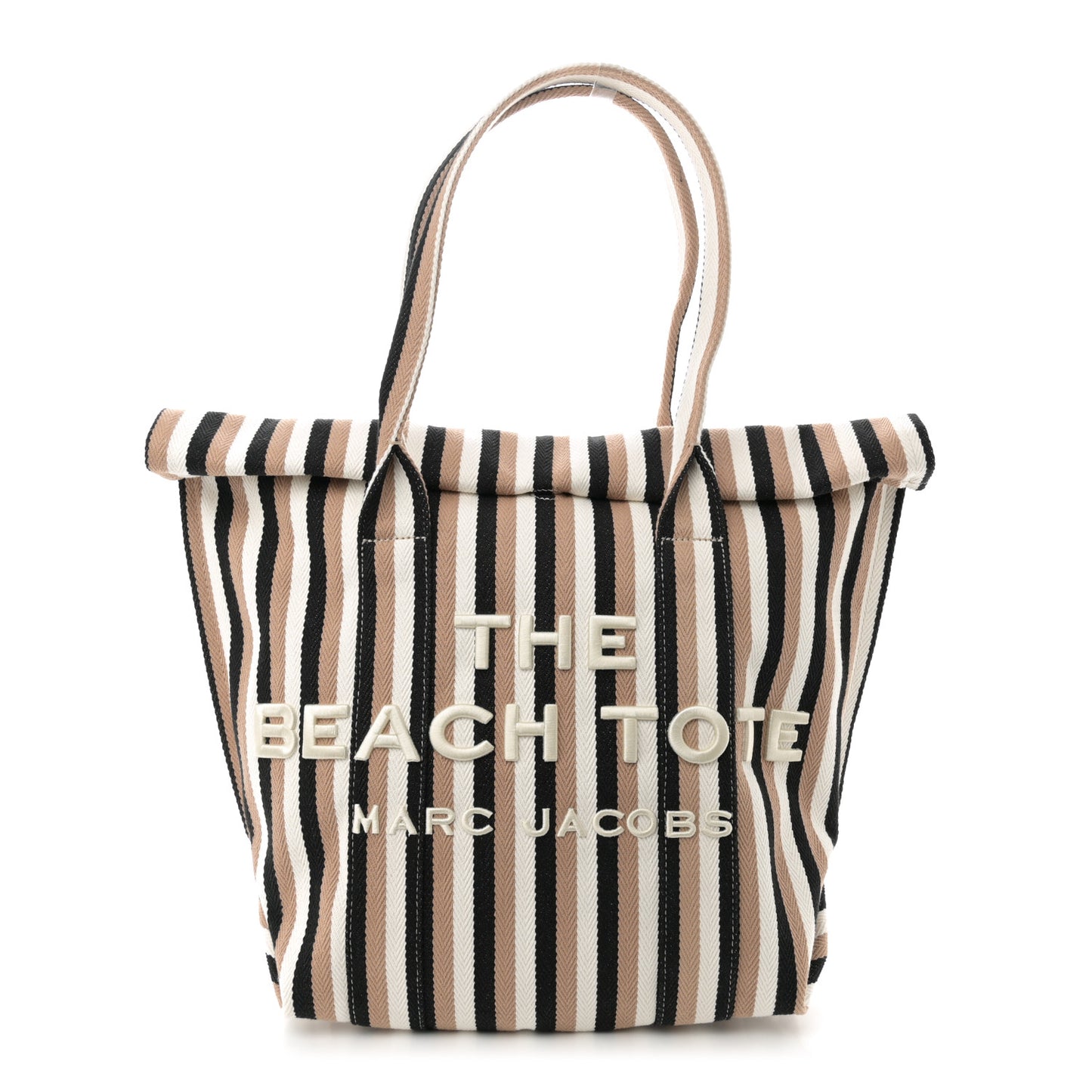 Jacquard Striped Beach Tote Bag Camel Multi