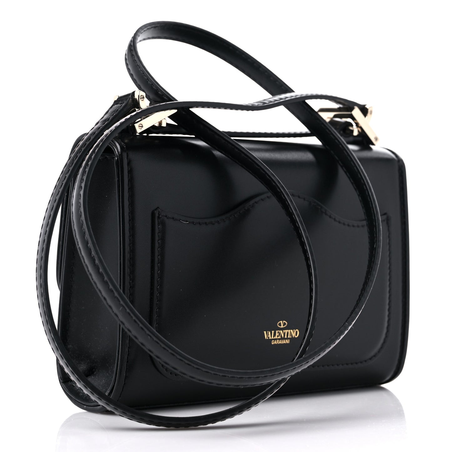 Smooth Calfskin Small VLogo Shoulder Bag Black