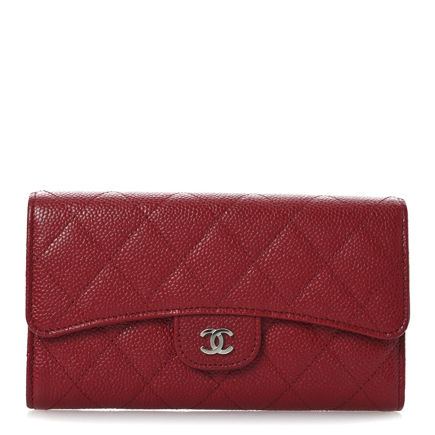 Caviar Quilted Large Flap Wallet Red