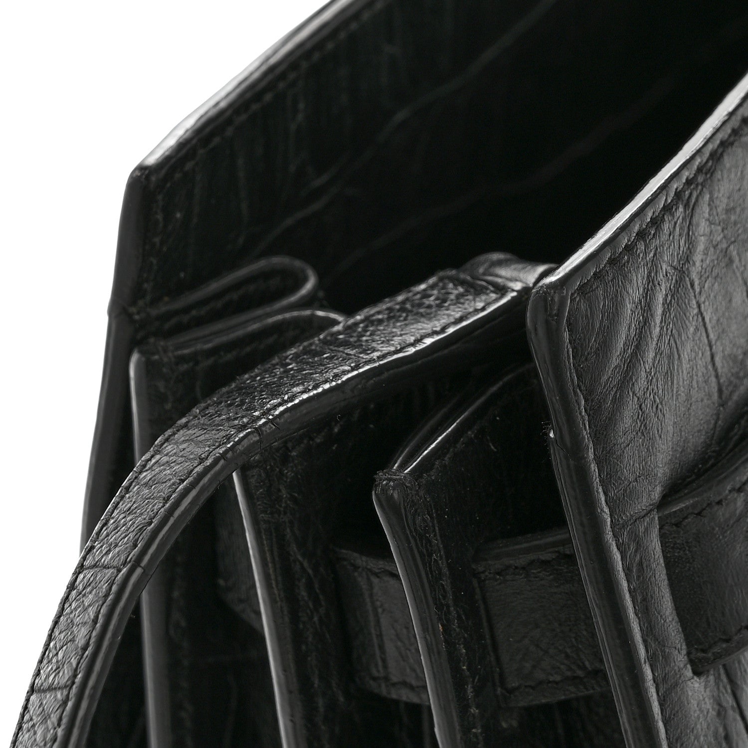 Saint Laurent Calfskin Crocodile Embossed Baby Sac De Jour Black
