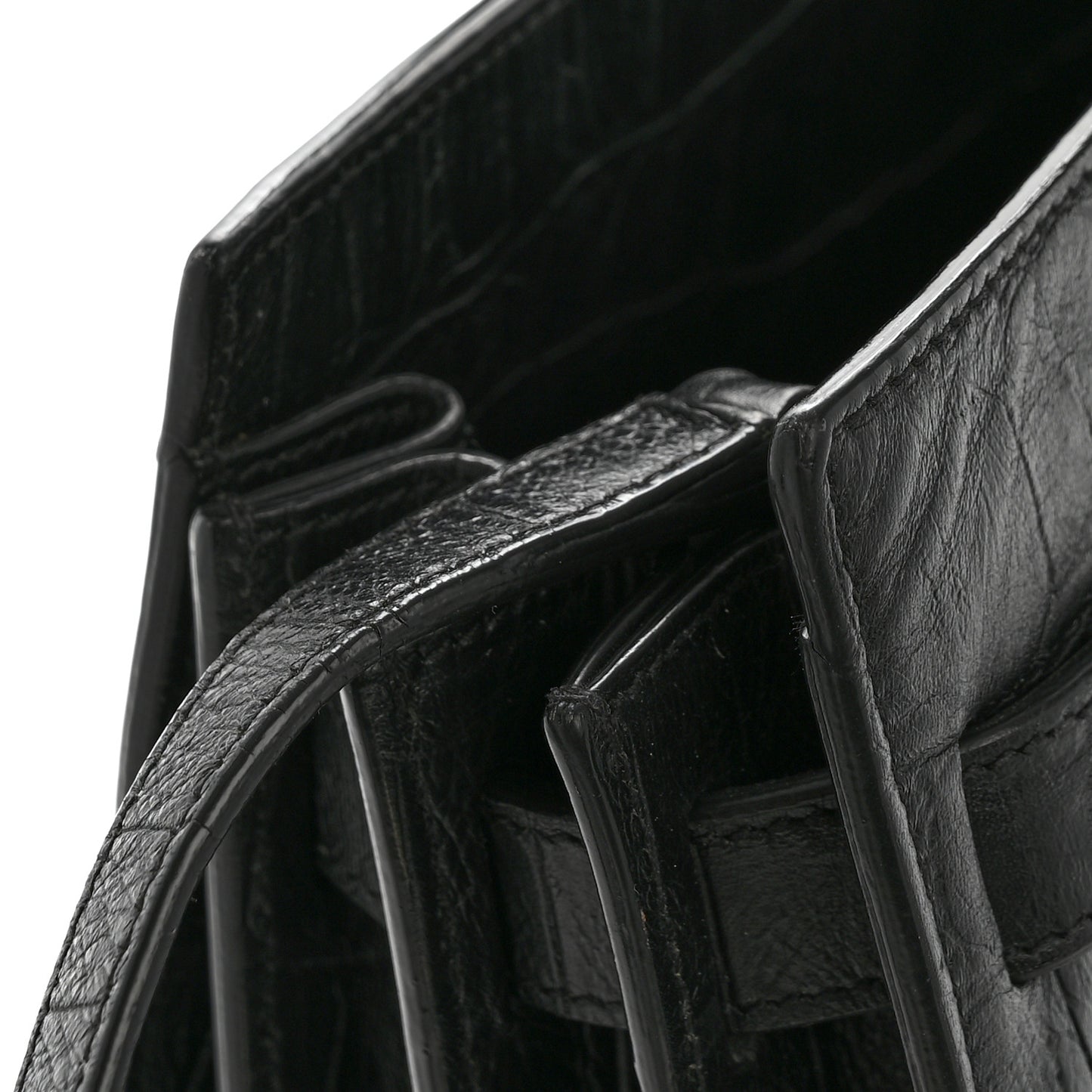 Calfskin Crocodile Embossed Baby Sac De Jour Black