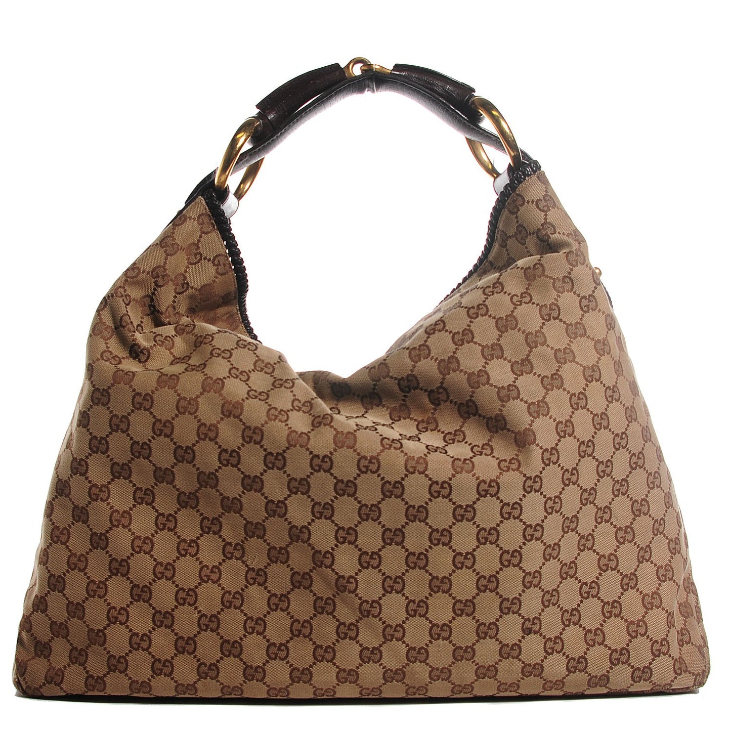 Monogram Large Horsebit Chain Hobo Dark Brown