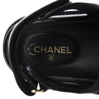 Chanel Grained Calfskin Velcro Dad Sandals 38 Black 7 of 10