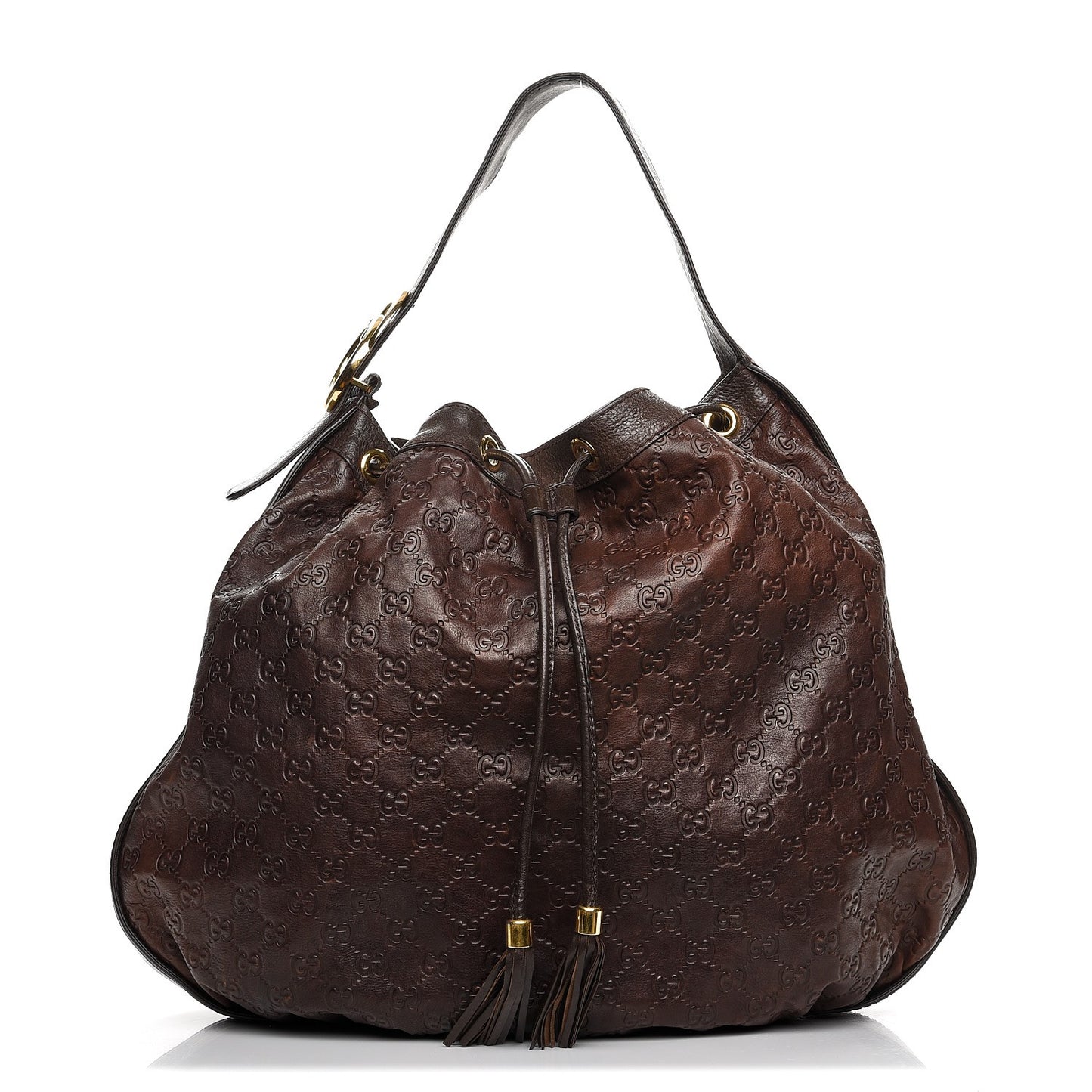 Guccissima Medium Interlocking Icon Shoulder Bag Dark Brown
