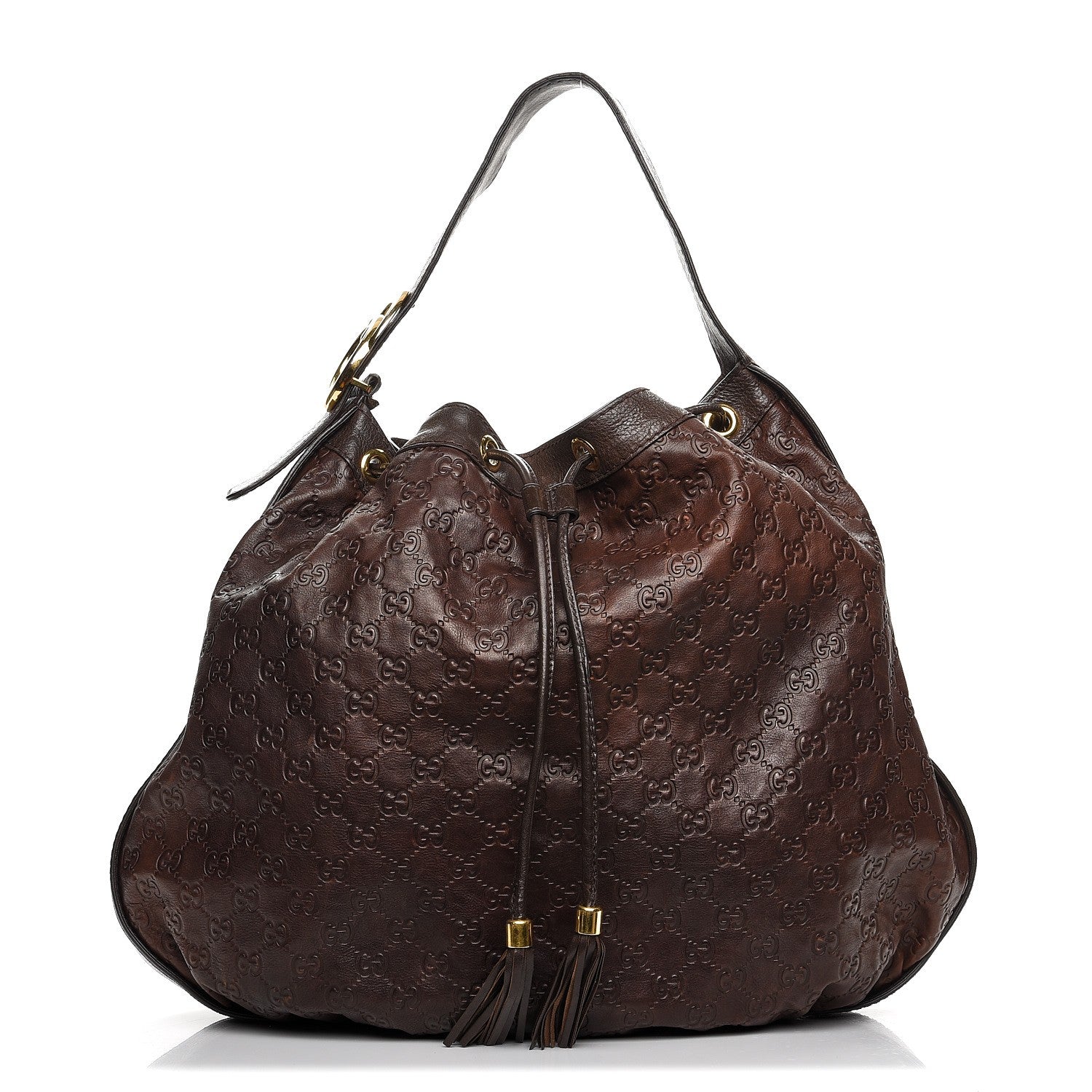 Gucci Guccissima Medium Interlocking Icon Shoulder Bag Dark Brown 1 of 10