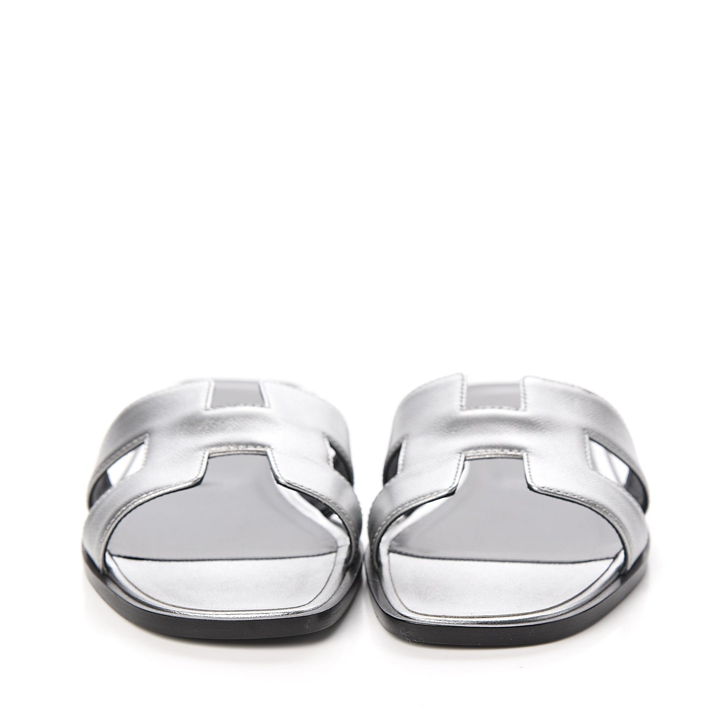 Metallic Epsom Oran Sandals 39 Gris Argente