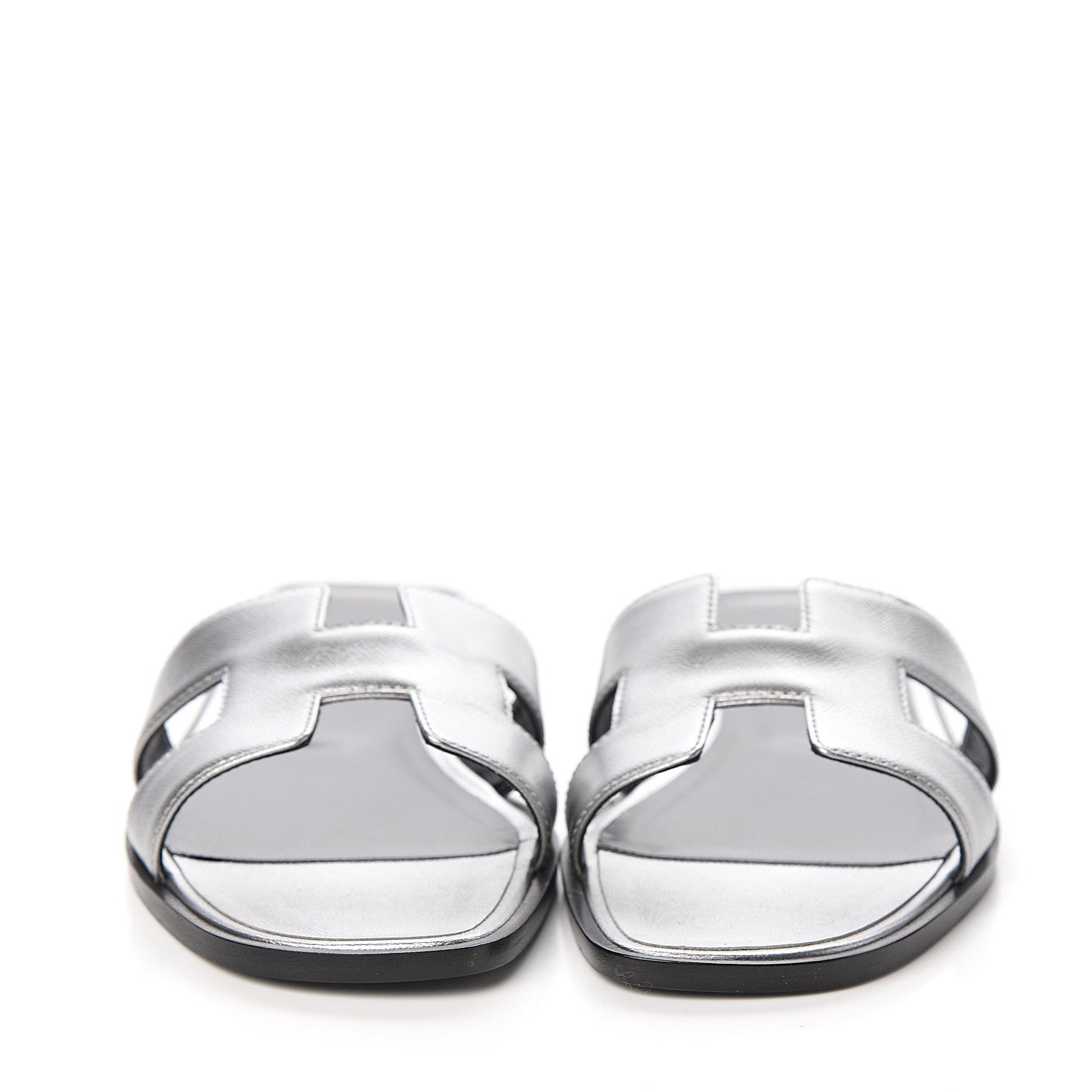 Hermes Metallic Epsom Oran Sandals 39 Gris Argente 2 of 10