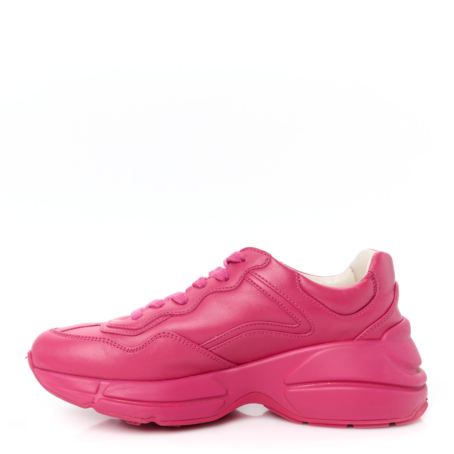 Gucci Calfskin Logo Womens Rhyton Sneakers 35 Box Pink 1 of 12
