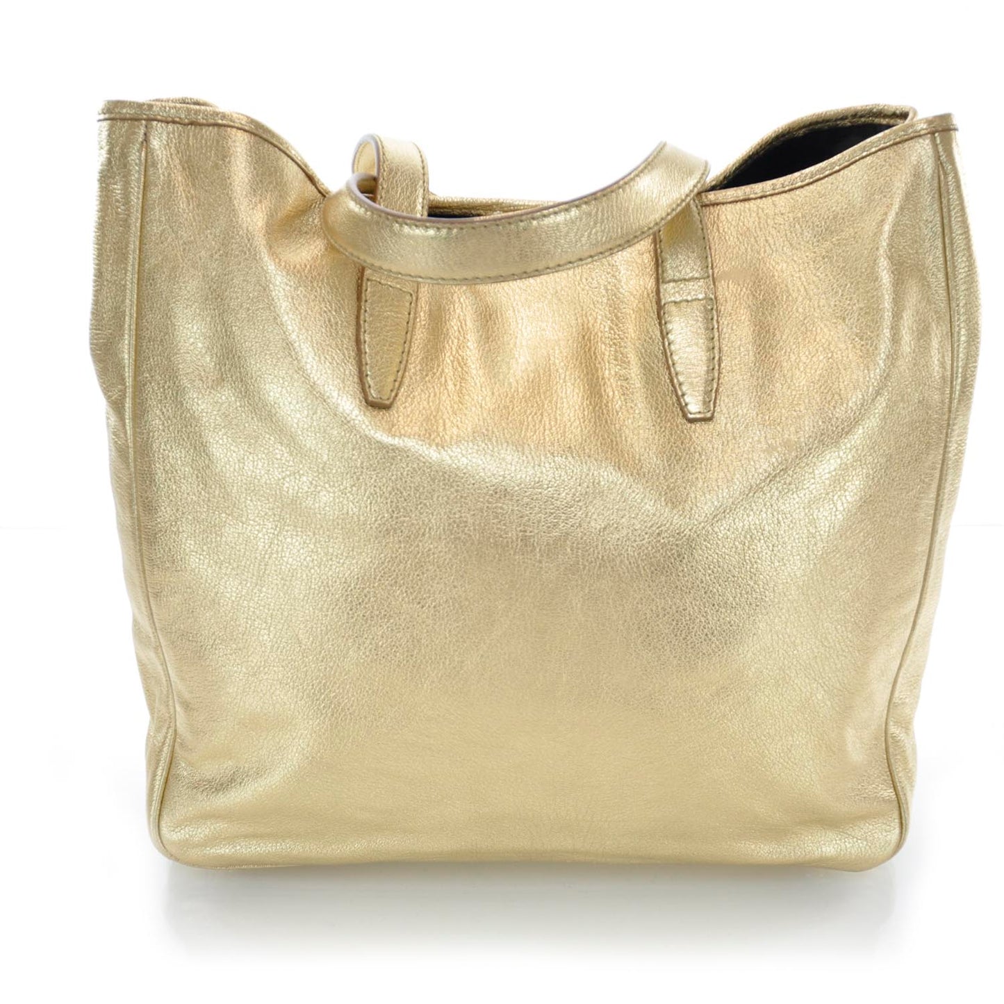 Leather Y-Mail Tote Metallic Gold