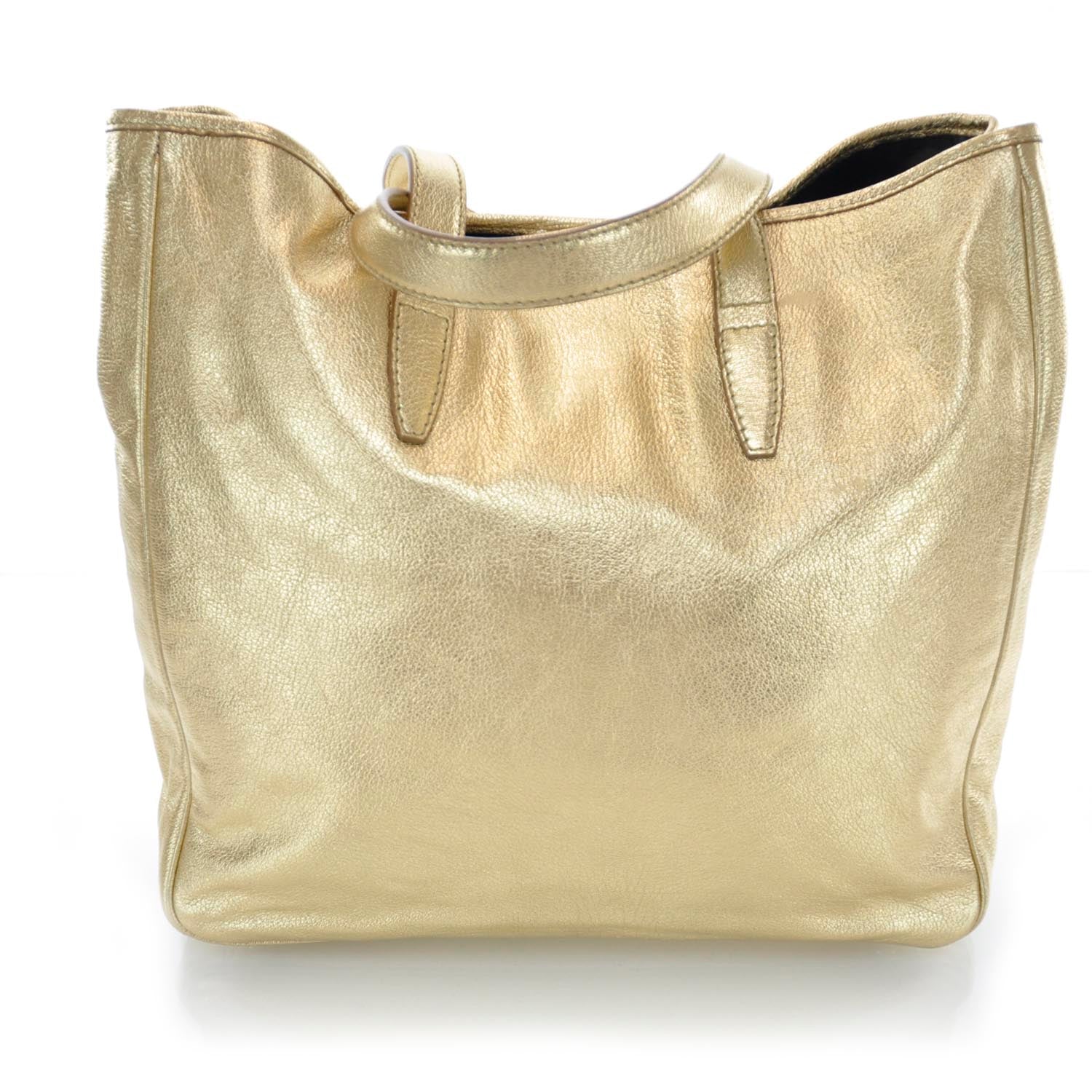 Saint Laurent Leather Y-Mail Tote Metallic Gold 3 of 9