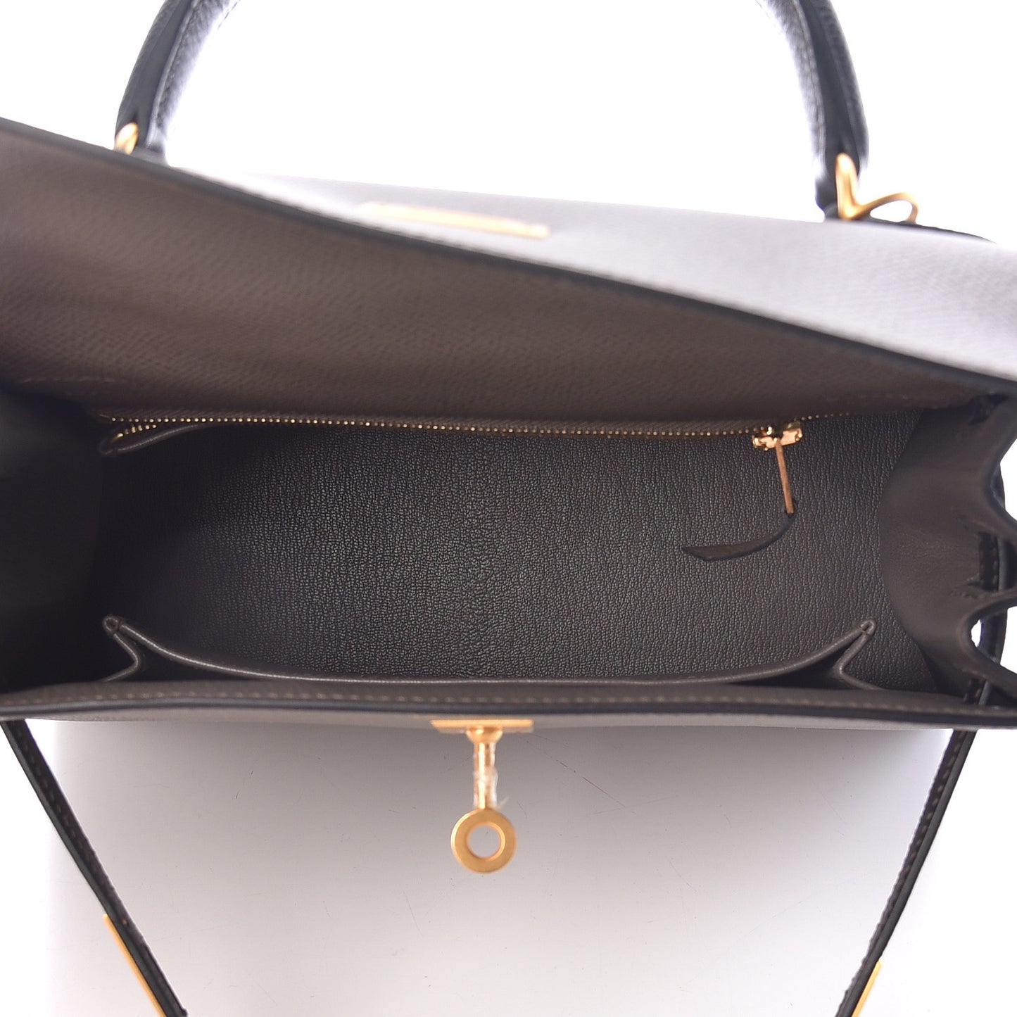 Epsom Bi Color Horseshoe Kelly Sellier 25 Etain Black