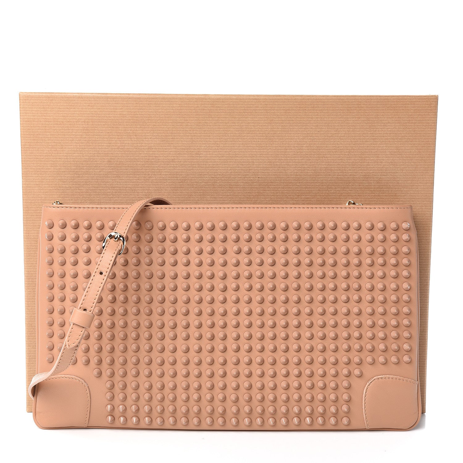 Christian Louboutin Calfskin Studded Loubiposh Chain Clutch Nude 11 of 11
