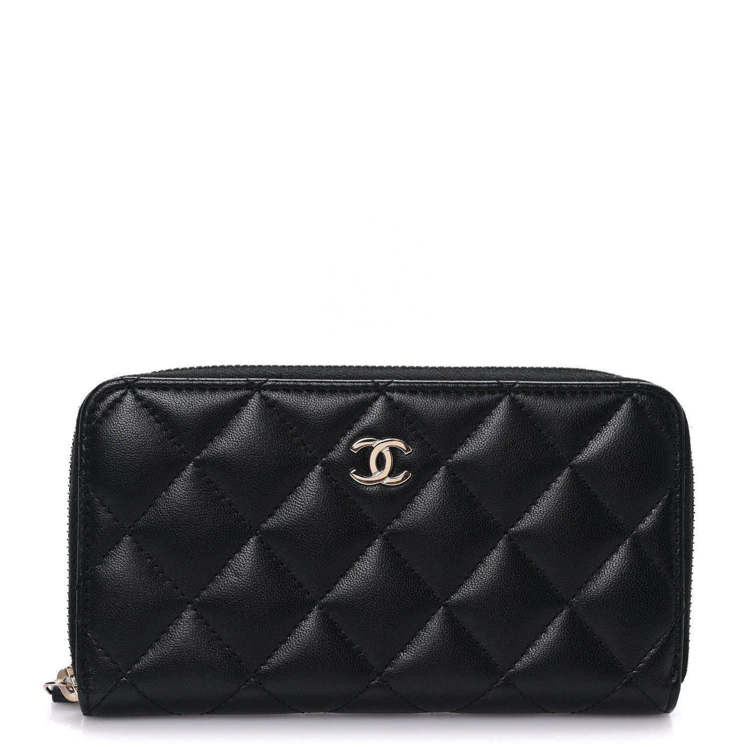 Chanel Lambskin Quilted Medium Zip Around Wallet Black 1 of 8