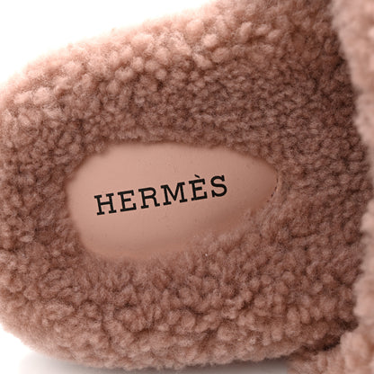 Hermes Woolskin Womens Chypre Sandals 39.5 Bois De Santal 7 of 8